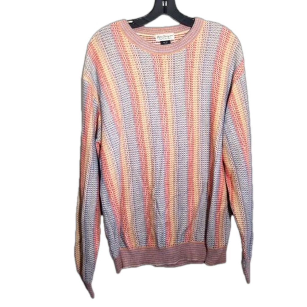 Vintage Norm Thompson Knit Colourful Patterned Crewneck Pullover Sweater Size M